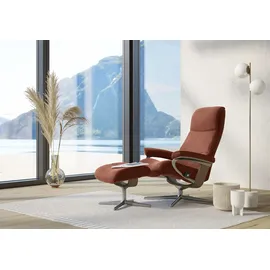 Stressless Relaxsessel STRESSLESS "View", rot (henna paloma), B:82cm H:109cm T:81cm, Leder PALOMA: PALOMA ist ein durchgefärbtes Semianilin-Möbelleder mit natürlicher Narbung., Sessel, Relaxsessel, mit Cross Base, Größe S, M & L, Holzakzent Eiche