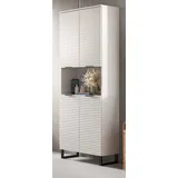 inn.furn Hochschrank Weiß 70 cm 4-türig mit Soft-Close Roove