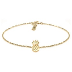 Elli Fußkette Ananas Pineapple Tropical 925 Sterling Silber, Ananas goldfarben