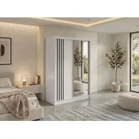 MKS Schiebetürenschrank DIANA 150 x 216 x 61 cm Weiß/Schwarz
