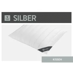Baumwollkissen SPESSARTTRAUM "Silber", weiß, B:80cm L:80cm, Bettdecken Bezug: 100% Baumwolle. Kopfkissen Bezug: 100% Baumwolle. Kopfkissen Füllung: 100% Polyester, Kopfkissen, hergestellt in Deutschland, allergikerfreundlich