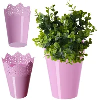 Kadax Spitzen-Blumentopf aus Kunststoff, 16.5 cm, Hoch, Rosa