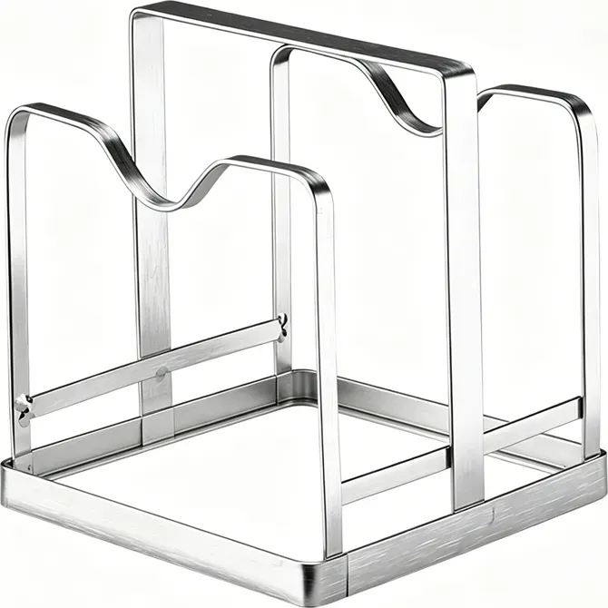 Maxcook 304 Edelstahl Topfdeckelhalter 2 Ebenen Topfdeckel-Organizer Multifunktionales Deckel- und Löffelablagegestell für Deckel Pfannenwender Löffel Schneidebretter