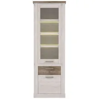 99rooms Duero Vitrine Pinie Weiß Eiche Antik mit LED-Beleuchtung