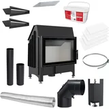 Kamineinsatz aus Stahl ZIBI DECO 11 kW Ø 180 Einbausatz - Schwarz