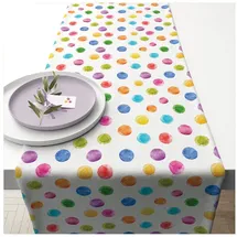 Ambiente Home Ambiente Tischläufer Dekodecke Läufer 150x40 cm 100% Baumwolle Bunte Tupfen Party Geburtstag Serie Polka dots