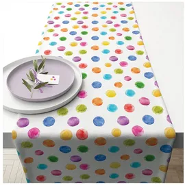 Ambiente Home Ambiente Tischläufer Dekodecke Läufer 150x40 cm 100% Baumwolle Bunte Tupfen Party Geburtstag Serie Polka dots