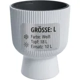 FRAMADO geriffelter Pflanzkübel mit Einsatz – matt, aus PP-Kunststoff, UV- & frostbeständig, für Innen & Außen – EU-Produkt – Farben: Anthrazit/Weiß/Grün (Pina) – Größen: L/XL (Weiß, L)