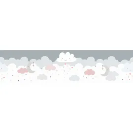 A.S. Création Bordüre Wolken 5 m x 15 cm Grau-Rosa 403743
