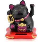 Cyrank Solarbetriebene Kawaii Winkende Katze, Glückskatze Winkekatze Chinesische Glückskatze Lucky Cat, Asiatische Deko Winkekatze Solar Für Home Display Car Decor(Schwarz)