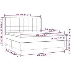 vidaXL Boxspringbett mit Matratze Dunkelgrau 160x200 cm Stoff