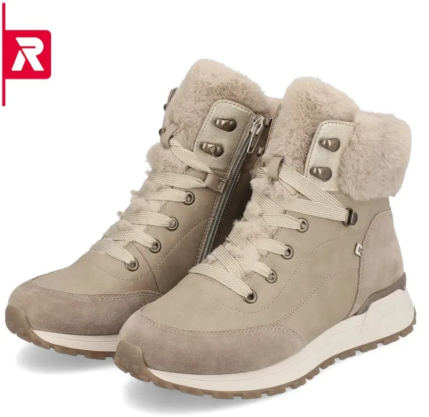 Rieker Winterstiefel Evolution W0670-00 (Schnürstiefel mit Innenfutter und seitlichen Reissverschluss) taupebraun Damen