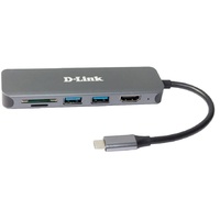 D-Link 6-in-1 USB-C Multiport-Adapter, Card Reader, USB-C 3.0 [Stecker] (DUB-2327)