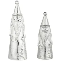 Marrakesch Orient & Mediterran Interior Dekofiguren Santa Silber 2er Set Aluminium Weihnachtsmann 27cm 19cm