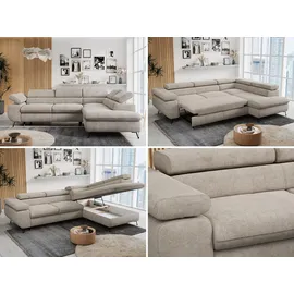 MKS Meble Ecksofa mit Schlaffunktion Peter - beige ¦ Maße (cm): B: 273 H: 76