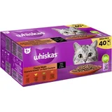 Whiskas Portionsbeutel Multipack Mega Pack 1+ Klassische Auswahl in Sauce 40 x 85g