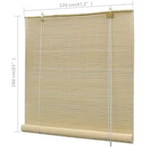 vidaXL Bambusrollo Natur 120 x 160 cm beige