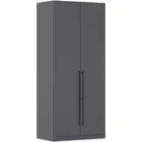 rauch Kleiderschrank Drehtürenschrank Schrank Garderobe Wäscheschrank Schlafzimmer AVOLA (in 3 verschiedenen Ausstattungen BASIC/CLASSIC/PREMIUM) mit hochwertigen Stangengriffen in Schwarz aus Metall MADE IN GERMANY grau 91 cm x 229 cm x 54 cm