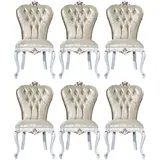 Casa Padrino Luxus Barock Esszimmer Stuhl Set Gold / Antik Weiß / Gold 57 x 65 x H. 113 cm - Küchen Stühle 6er Set - Barock Esszimmer Möbel - Edel & Prunkvoll