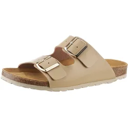 Pantolette, Basic, Sommerschuh, Schlappen mit Schnallenverschlüssen, Gr. 38, beige, , 29327348-38