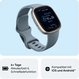 Fitbit Versa 4 aluminium platin/wasserfallblau