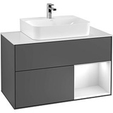 Villeroy & Boch Villeroy und Boch Finion Waschtischunterschrank F122HFGK 100cm, Abdeckplatte black matt, Regal rechts Gold matt, Anthracite matt