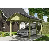 SKANHOLZ Wallgau Einzelcarport 3,80 x 5,00 m grün inkl. Dachlattung und Pfostenanker