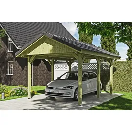 SKANHOLZ Wallgau Einzelcarport 3,80 x 5,00 m grün inkl. Dachlattung und Pfostenanker