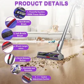 aeybfgd Ersatzbürstenkopf mit hohem Drehmoment für Dyson V11 V15 V10 V8 V7 Models,Bodenbürste mit Einstellbarer Saugkraft Upgrade Torque Drive für Hartboden und Teppiche Ersatzbürste Zubehör No. 970100-04& 05