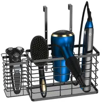 agotglmi Haar-Werkzeug-Organizer, 3-in-1-Halter, Wandmontage/Schranktür für Haartrockner, Lockenstab, Glätteisen, Schwarz