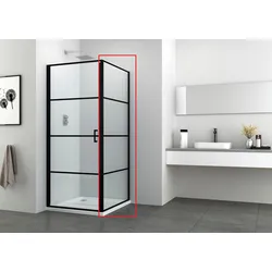 Duschwand SANOTECHNIK "Elite Black Fixglas", schwarz, H:195cm, Duschwände, 88,5-90 cm Breite
