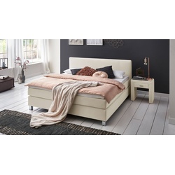 Stoff-Boxspringbett in beige 180x200 cm bis 90 kg - Ferryland