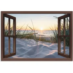 Wandbild ARTLAND "Ostseestrand durchs Fenster", beige (farbe bild(er): naturfarben), B:70cm H:50cm, Bilder, als Alubild, Outdoorbild, Leinwandbild, Wandaufkleber, versch. Größen