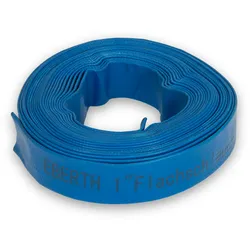 EBERTH 1" Flachschlauch, 10m lang, 25mm Durchmesser, flexibel, widerstandsfähig, PVC, blau, ideal für Pumpen und Bewässerung