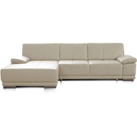 CAVADORE Bettsofa Corianne in Echtleder / Ecksofa inkl. Schlaffunktion und verstellbaren Armlehnen / 282 x 80 x 162 / Echtes Leder, weiß