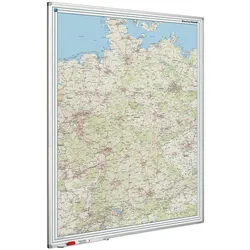 PROREGAL Magnetisches Whiteboard Straßenkarte Deutschland | HxBxT 120x90cm | mit Befestigungsmaterial & Stiftablage | Sublimationsstahl