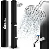 tillvex Solardusche 60 Liter Schwarz inklusive Schutzhaube Gartendusche Pooldusche Camping Pool Solar Außen Dusche Regendusche - Schwarz
