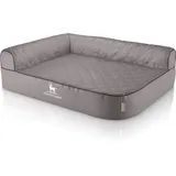 Knuffelwuff Eck Hundebett Winslow Orthopädisch Kunstleder XXL 120 x 80cm Lehne Links Grau