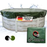 poolomio® Winter-Abdeckplane für Pool rund 360/366-400 cm | Pool Winterabdeckung, Winterplane, Poolabdeckung rund 200g/qm, grün/schwarz