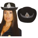 Fiestas Guirca Kostüm, Polizei Karnevalshut Klassisch Schwarz Weiß Zubehör Party Kostüm Zu schwarz