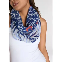 Loop LAURA SCOTT, Damen, blau (marine, weiß), Web, Polyester, bedruckt, gemustert, Modetücher Loop, Sommer Schal im maritimen Design