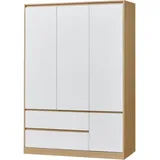 [en.casa] Kleiderschrank Bastheim 120 x 176 x 52 cm Eiche/Weiß