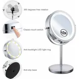 360° Drehbarer, Beleuchteter Vergrößerungsspiegel, Make-up-spiegel, 10-facher Vergrößerungsspiegel, Beleuchteter Make-up-spiegel, Doppelseitiger Drehbarer Kosmetikspiegel Mit Ständer, Standspiegel, Fr