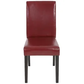 Mendler 2er-Set Esszimmerstuhl Stuhl Küchenstuhl Littau ~ Kunstleder, rot-braun, dunkle Beine