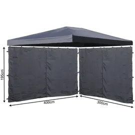 Quick Star Pavillon-Ersatzdach Ersatzdach und 2 Seitenteile Pavillon 3x4m Grau, 260 g/m2, (Set aus Ersatzdach und Seitenteilen), Dach mit Lüftungsschlitzen grau