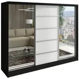A&J MöbelLand Schiebetürenschrank TOP 200 x 215 x 59,5 cm Schwarz/Weiß