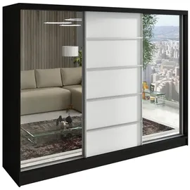 A&J MöbelLand Schiebetürenschrank TOP 200 x 215 x 59,5 cm Schwarz/Weiß