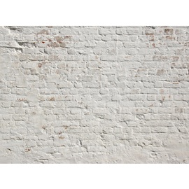 Livingwalls Fototapete Designwalls Brick White grau Weiß 3,50 m x 2,55 m FSC®