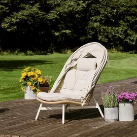 VCM Loungesessel Bille Polyester 84 x 114 cm Beige mit Kissen