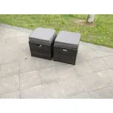 fimous Rattanhocker Gartenmöbel-2 Pcs Gartenhocker Mit Sitzkissen Sitzhocker Fußhocker Ottomane Hocker Für Garten, Balkon,terrasse(dunkelgrau Mischen) - Fimous